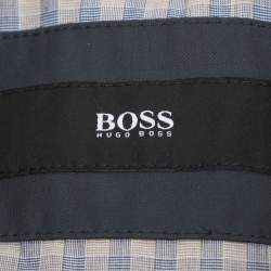Pre Owned Boss By Hugo Boss Navy Blue Gabardine and Rib Knit Jacket XXL