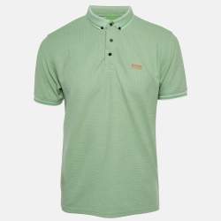 Pre Owned Boss By Hugo Boss Green Mesh Jersey Polo T-Shirt L