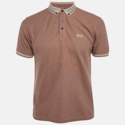 Pre Owned Boss By Hugo Boss Brown Mesh Jersey Polo T-Shirt L