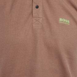 Pre Owned Boss By Hugo Boss Brown Mesh Jersey Polo T-Shirt L