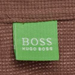 Pre Owned Boss By Hugo Boss Brown Mesh Jersey Polo T-Shirt L