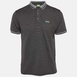 Pre Owned Boss By Hugo Boss Black Mesh Jersey Polo T-Shirt L