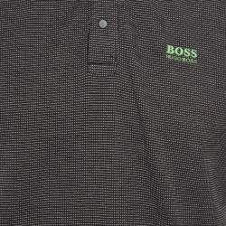 مملوكة مسبقًا Boss By Hugo Boss Black Mesh Jersey Polo T-Shirt L