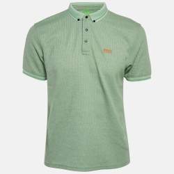 Pre Owned Boss By Hugo Boss Green Mesh Jersey Polo T-Shirt L
