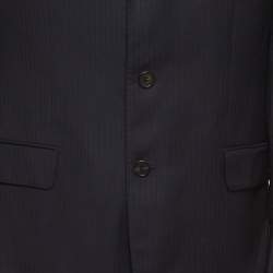Pre Owned Boss By Hugo Boss Navy Blue Pin Striped Wool Suit L