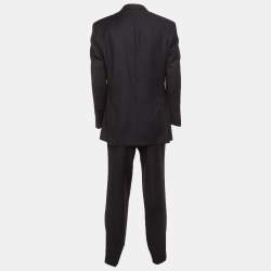 Pre Owned Boss By Hugo Boss Navy Blue Pin Striped Wool Suit L