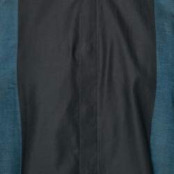 Pre Owned Boss By Hugo Boss Black/Teal Blue Cotton Slim Fit Shirt XL