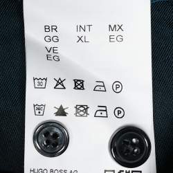 Pre Owned Boss By Hugo Boss Black/Teal Blue Cotton Slim Fit Shirt XL