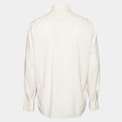 Pre Owned Boss By Hugo Boss Light Orange Striped Cotton Long Sleeve Shirt L