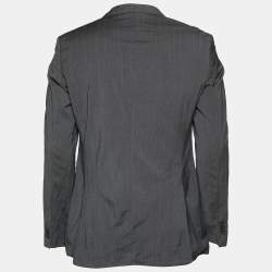 Pre Owned Boss By Hugo Boss Grey Striped Wool Blazer XL