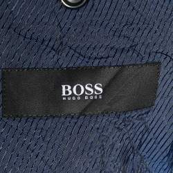 Pre Owned Boss By Hugo Boss Grey Striped Wool Blazer XL
