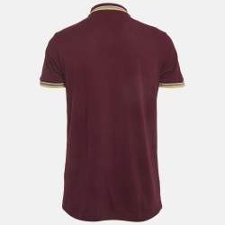 Pre Owned Boss By Hugo Boss Purple Cotton Knit Polo T-Shirt L