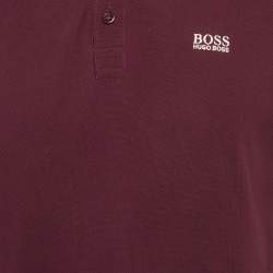 Pre Owned Boss By Hugo Boss Purple Cotton Knit Polo T-Shirt L