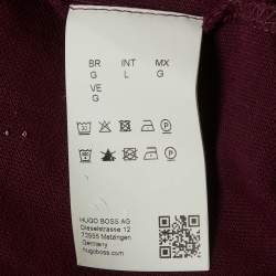 Pre Owned Boss By Hugo Boss Purple Cotton Knit Polo T-Shirt L