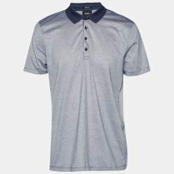 مملوكة مسبقًا Boss By Hugo Boss Grey Striped Bugnara Polo T-Shirt XL