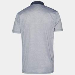 مملوكة مسبقًا Boss By Hugo Boss Grey Striped Bugnara Polo T-Shirt XL