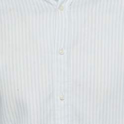مملوكة مسبقًا Boss By Hugo Boss White/Blue Cotton Blend Striped Casual Fit Shirt M