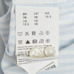 مملوكة مسبقًا Boss By Hugo Boss White/Blue Cotton Blend Striped Casual Fit Shirt M