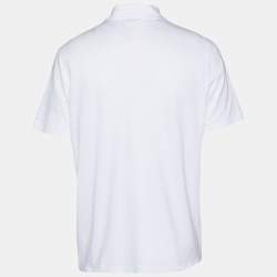 Pre Owned Boss By Hugo Boss White Pique Logo Tape Detail Polo T-Shirt XL
