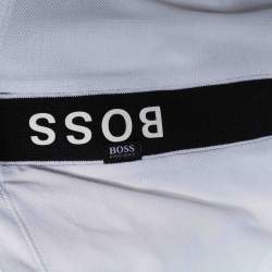 Pre Owned Boss By Hugo Boss White Pique Logo Tape Detail Polo T-Shirt XL