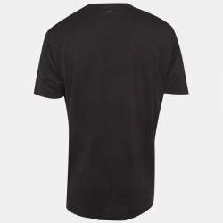 Pre Owned تي شيرت بوس باي هوغو بوس جيرسي جرافيك أسود براق - مقاس كبير (لارج)