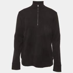 مملوكة مسبقًا Boss By Hugo Boss Black Jersey Zip-Up Sweatshirt L