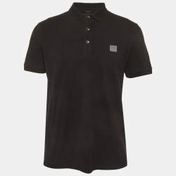 Pre Owned Boss By Hugo Boss Brown Mesh Jersey Polo T-Shirt L