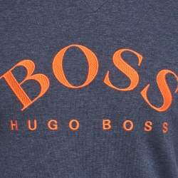 Pre Owned بلوفر هوغو بوس أسود مطبوع قطن ديروس مقاس صغير