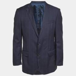مملوكة مسبقًا Boss By Hugo Boss Blue Checks Wool Super 120 Blazer L