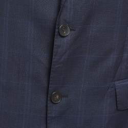 مملوكة مسبقًا Boss By Hugo Boss Blue Checks Wool Super 120 Blazer L