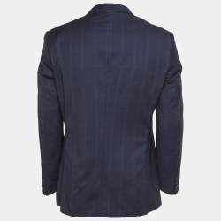 مملوكة مسبقًا Boss By Hugo Boss Blue Checks Wool Super 120 Blazer L