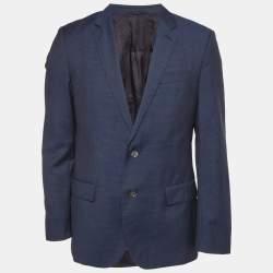 مملوكة مسبقًا Boss By Hugo Boss Blue Patterned Wool Hutson Blazer L