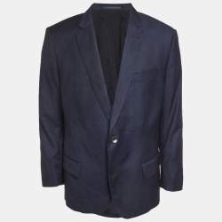 مملوكة مسبقًا Boss by Hugo Boss Blue Checks Wool Slim Fit Blazer 4XL