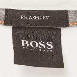 Pre Owned Boss By Hugo Boss White Logo Graphic Jersey Relaxed Fit T-Shirt L    