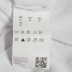Pre Owned Boss By Hugo Boss White Logo Print Cotton Crewneck TSHIRTRN24 T-Shirt M