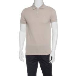 Pre Owned Boss By Hugo Boss Beige Pima Cotton Honeycomb Knit Polo T-Shirt L