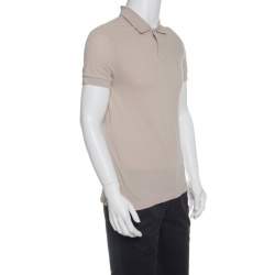 Pre Owned Boss By Hugo Boss Beige Pima Cotton Honeycomb Knit Polo T-Shirt L
