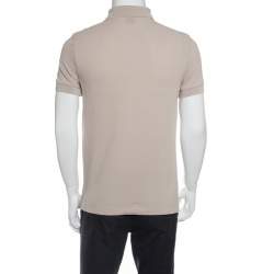 Pre Owned Boss By Hugo Boss Beige Pima Cotton Honeycomb Knit Polo T-Shirt L