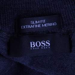 Pre Owned Boss By Hugo Boss Grey Extra Fine Merino Wool Zip Detail Sweater M