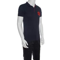 Pre Owned Boss By Hugo Boss Navy Blue Pima Cotton Logo Embroidered Polo T-Shirt L