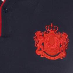 Pre Owned Boss By Hugo Boss Navy Blue Pima Cotton Logo Embroidered Polo T-Shirt L