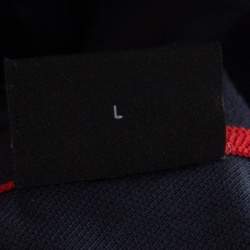 Pre Owned Boss By Hugo Boss Navy Blue Pima Cotton Logo Embroidered Polo T-Shirt L