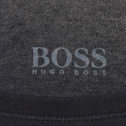 Pre Owned Boss By Hugo Boss Navy Blue Logo Embroidered Jersey T-Shirt M