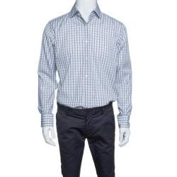 مملوكة مسبقًا قميص بوس باي هوغو بوس أزرار أمامية قصة إعتيادية قطن كاروهات M