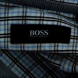 مملوكة مسبقًا قميص بوس باي هوغو بوس أزرار أمامية قصة إعتيادية قطن كاروهات M