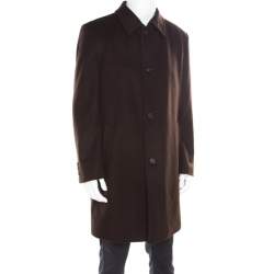 Boss By Hugo Boss Brown Wool and Cashmere The Task9 Overcoat 2XL