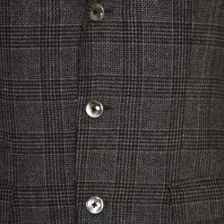 Pre Owned Boss By Hugo Boss Grey and Black Houndstooth Pattern Wool Johnston3 Blazer M