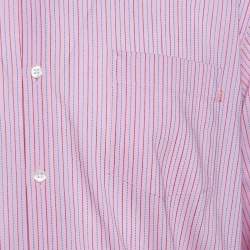 Pre Owned Boss By Hugo Boss Pink Striped Cotton Button Front Long Sleeve Shirt XL