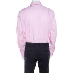 Pre Owned Boss By Hugo Boss Pink Striped Cotton Button Front Long Sleeve Shirt XL