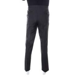 مملوكة مسبقًا Boss By Hugo Boss Grey Wool Regular Fit Trousers L 